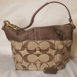 SIGNATURE COACH BROWN FABRIC HOBO BAG L0726-11957